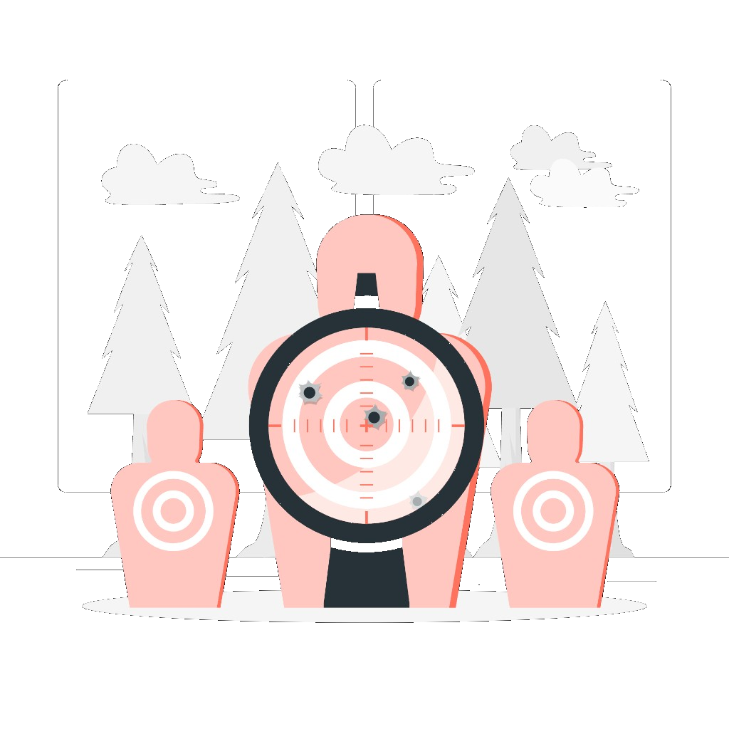 Illustration of targets viewed through a scope, representing hitting corrective action goals on a customer scorecard
