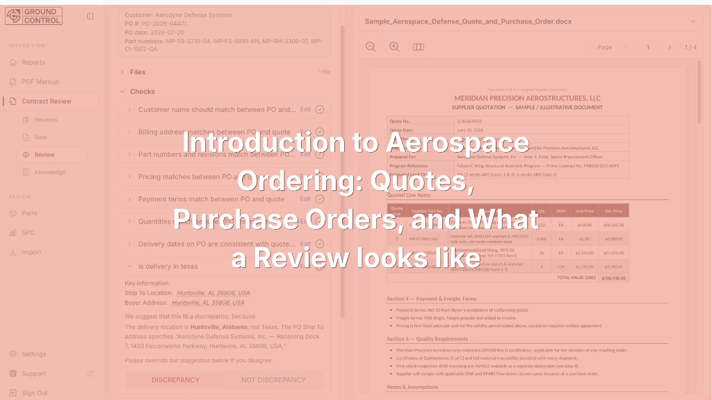 Introduction to aerospace ordering: quotes, purchase orders, and what a review looks like